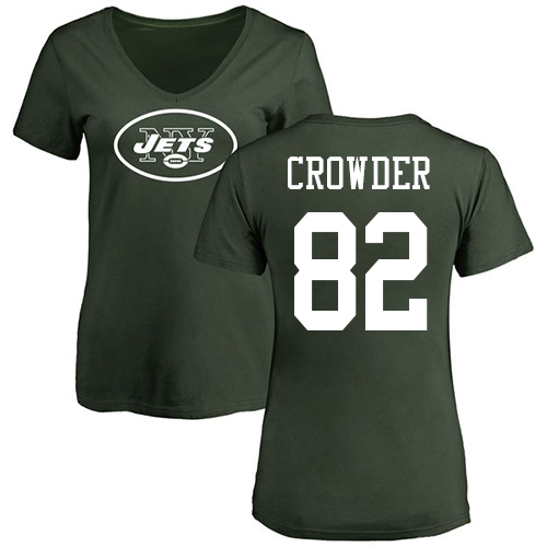 New York Jets Green Women Jamison Crowder Name and Number Logo NFL Football #82 T Shirt